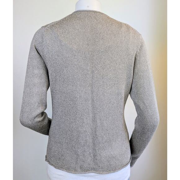 Eileen Fisher Silk Blend Button Cardigan Small Gray Knit Pockets Minimalist - Picture 5 of 10